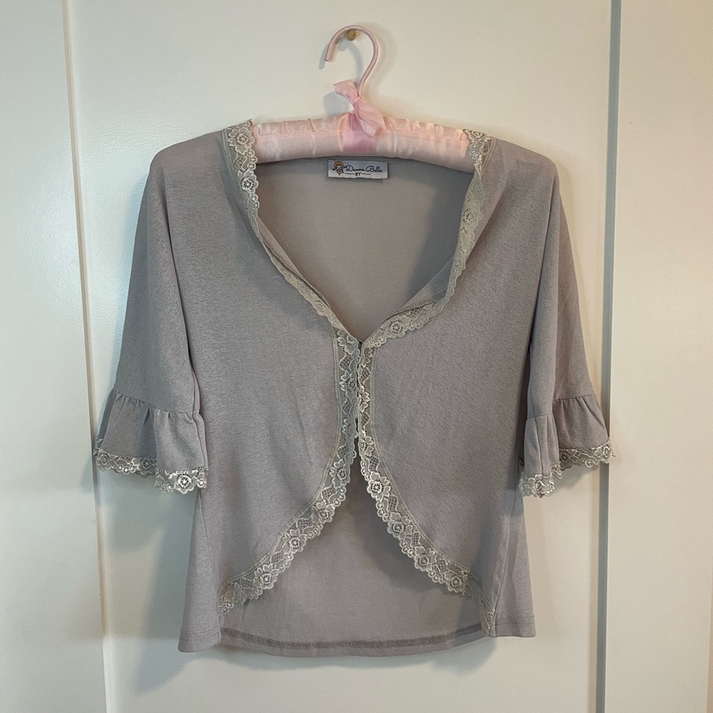 danna belle grey front closure top